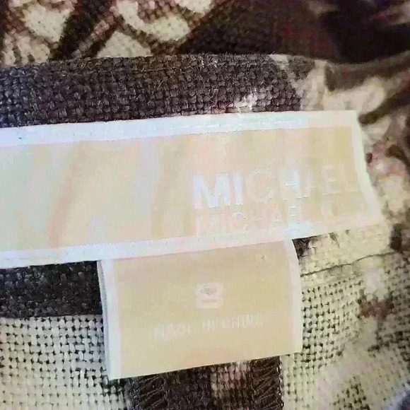 Michael Michael Kors Lace Up Front Sleeveless Tropical Linen Print Shift Dress. - Picture 5 of 7